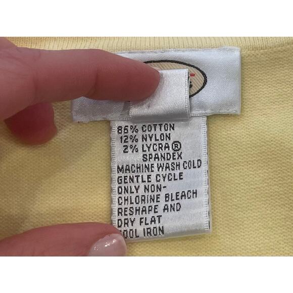 Talbots Cotton Blend Butter Yellow Short Sleeve V-Neck Sweater, Size S - Picture 6 of 9